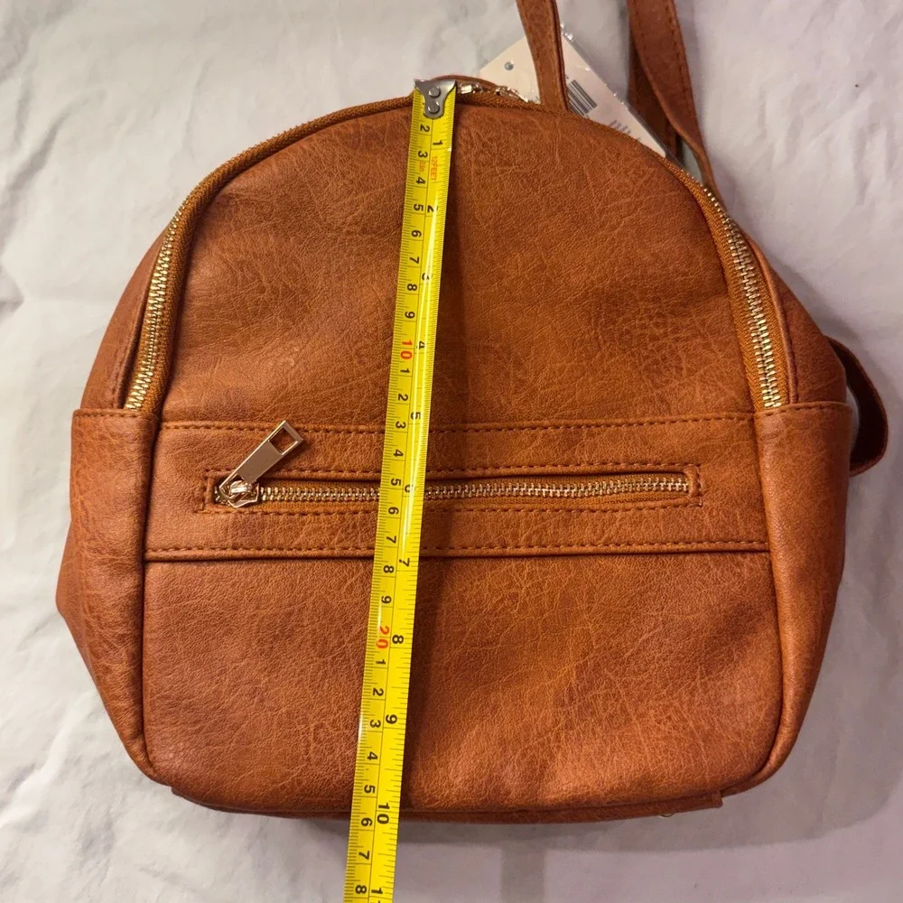 N Gil Mini Backpack Brown Faux Leather Gold Hardware P1034-L/BROWN New